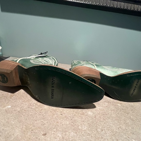 Buck & Brana REGINA LEATHER COWGIRL BOOTS IN MINT IN MULTI - NWT - Sz. 9.5 - Picture 13 of 15